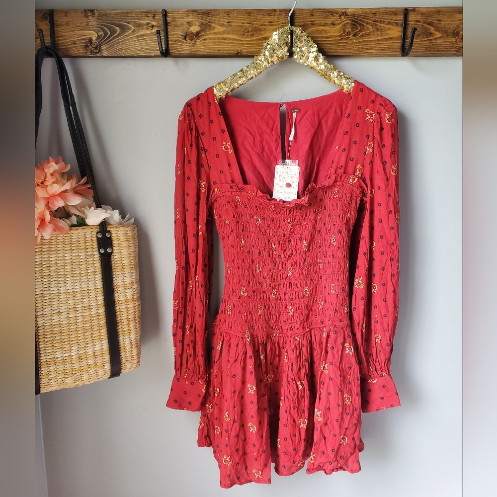 Free People Two Faces Mini Dress Red XS NWT - Picture 2 of 8
